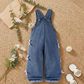 Ensemble 2 pièces salopette en jean avec t-shirt blanc et nœud pour fille