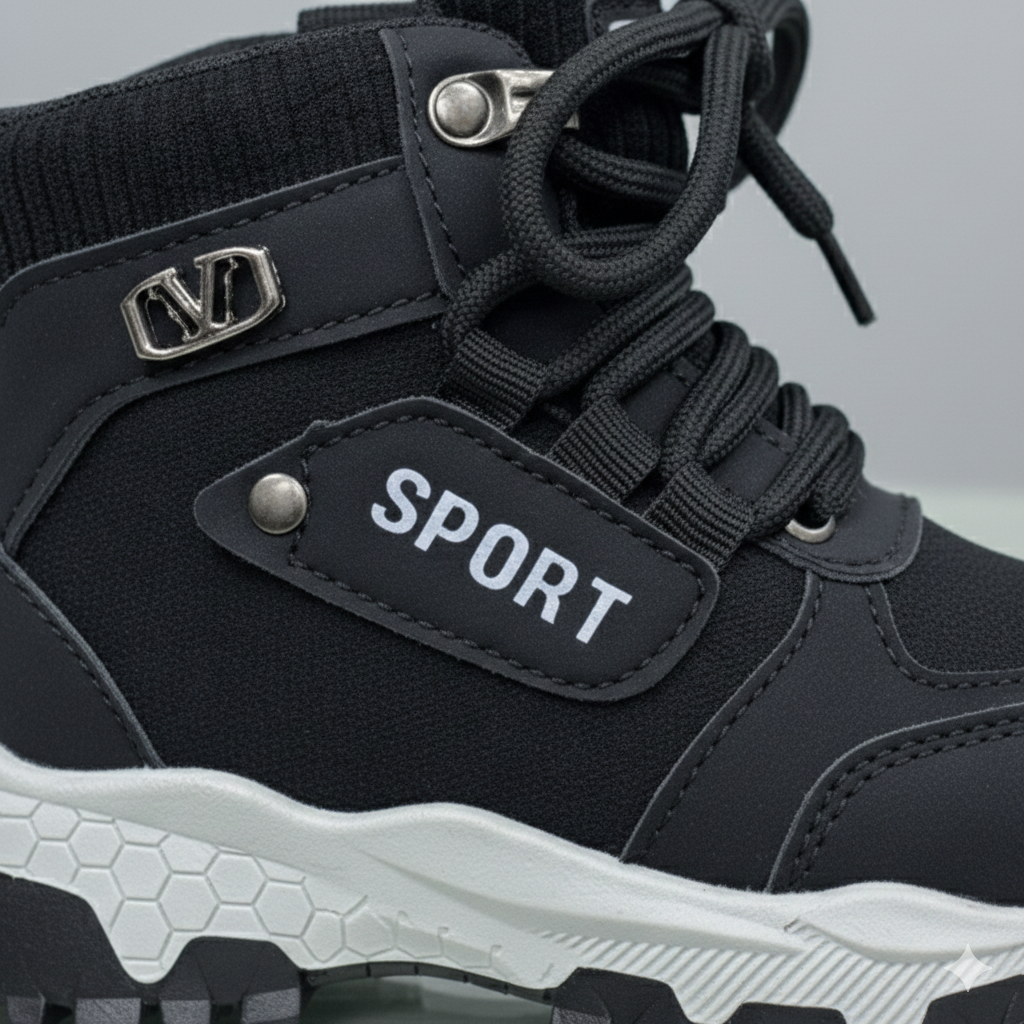 Kids Sport Ankle Boots Winter Outdoor Shoes for Boys & Girls, Non-Slip High-Top Sneakers, Warm Comfortable Lace-Up