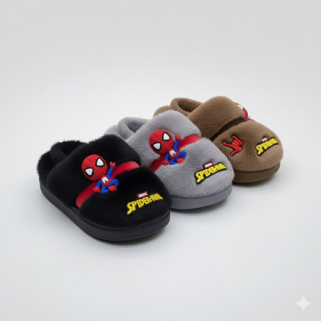Spider-Man Slippers: Warm Plush, Closed-Toe Protection