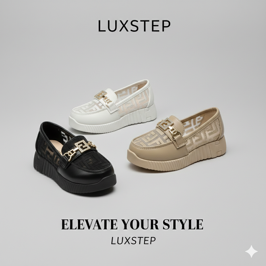 Mocassins tendance pour filles avec semelle épaisse et détails dorés