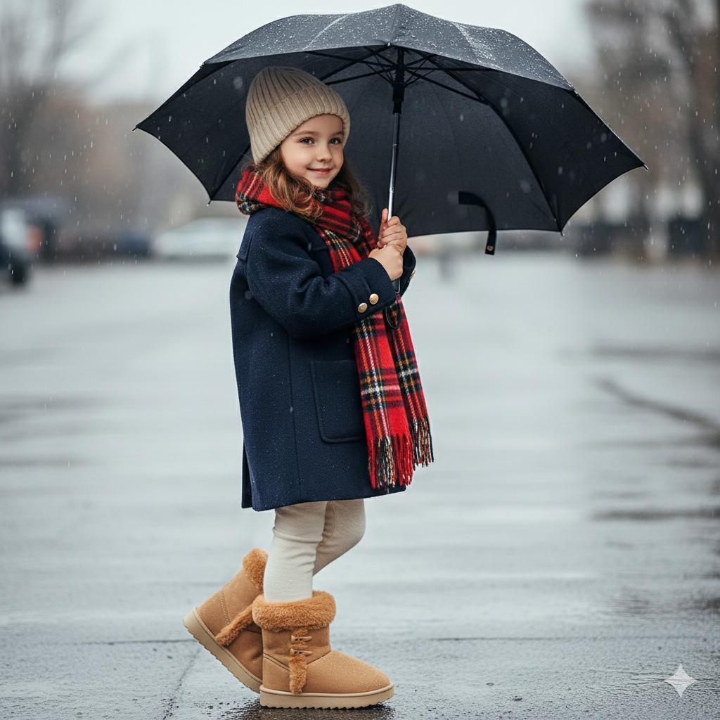 Girls Winter Boots Kids Warm Faux Fur Ankle Boots Soft Suede Non-Slip Sole Cute Casual Shoes for Children