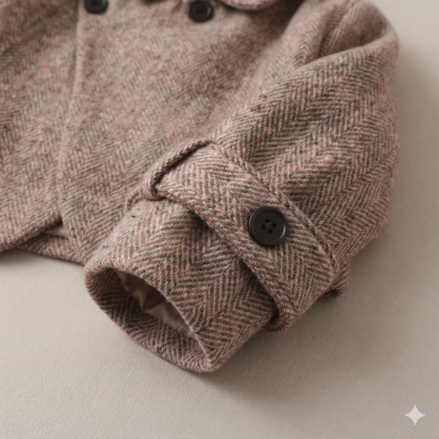 Ensemble deux pièces automne/hiver pour fille : manteau à revers en tweed décontracté et jupe plissée rétro