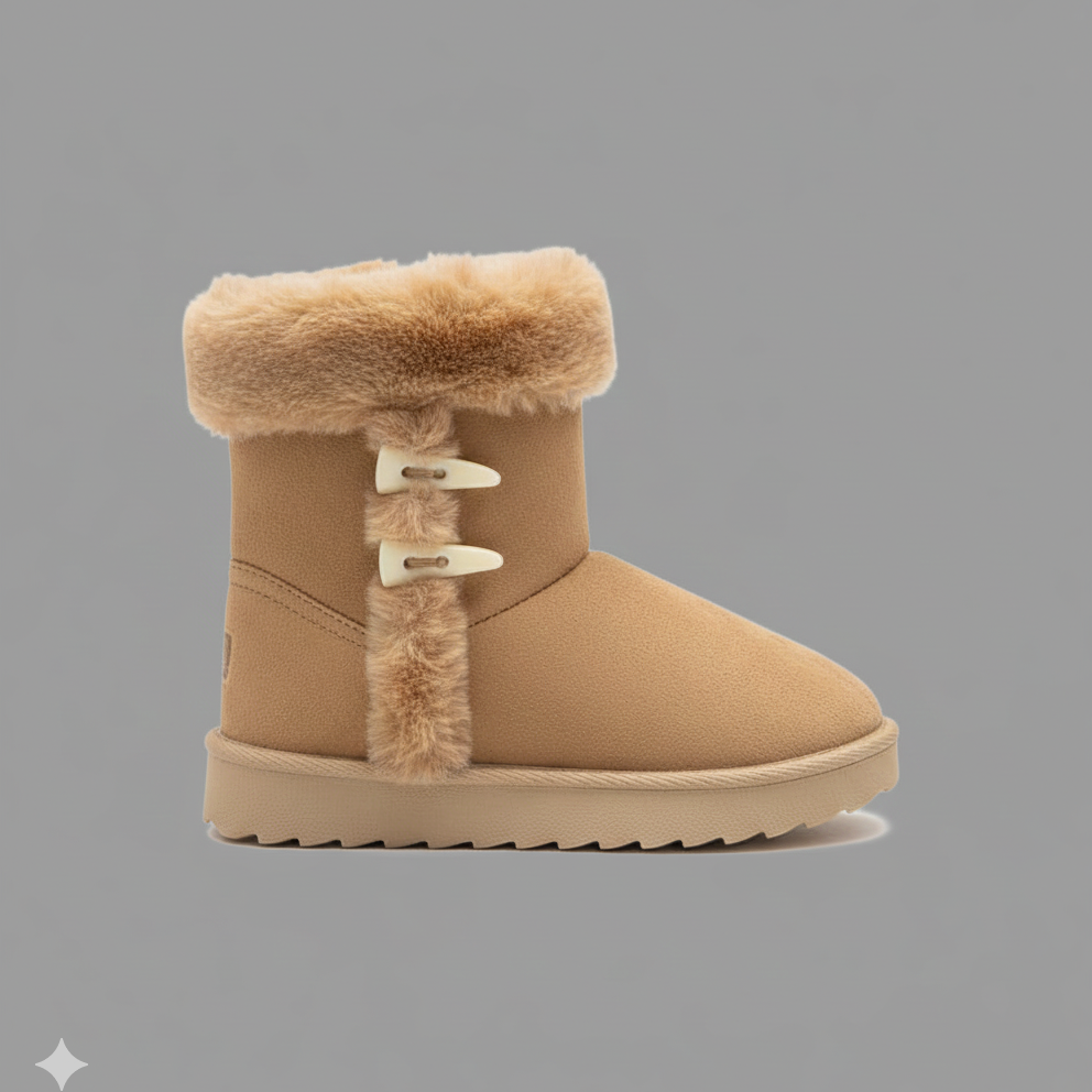 Girls Winter Boots Kids Warm Faux Fur Ankle Boots Soft Suede Non-Slip Sole Cute Casual Shoes for Children