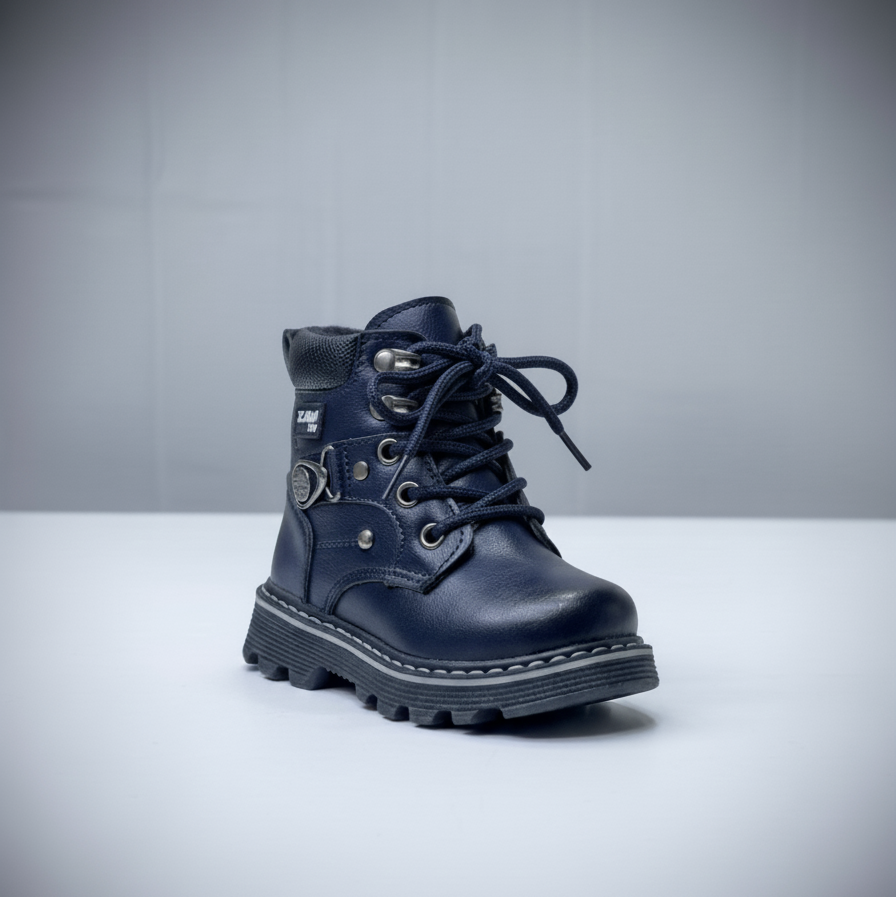 Kids Lace-Up Ankle Boots - Quick Zip, Metal Hook Fit