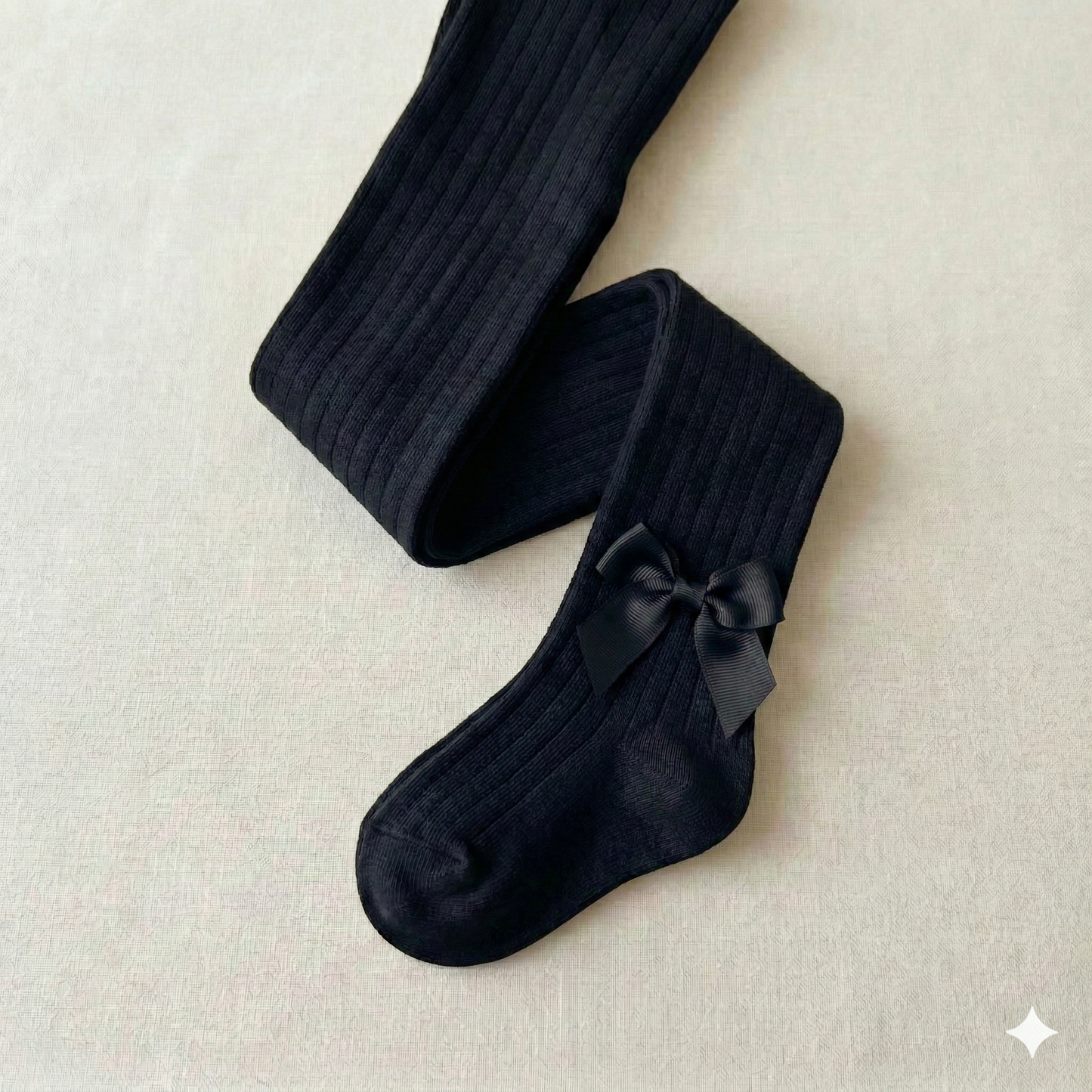 Collants côtelés à nœud pour filles – Bas en mélange de coton doux, longueur genou