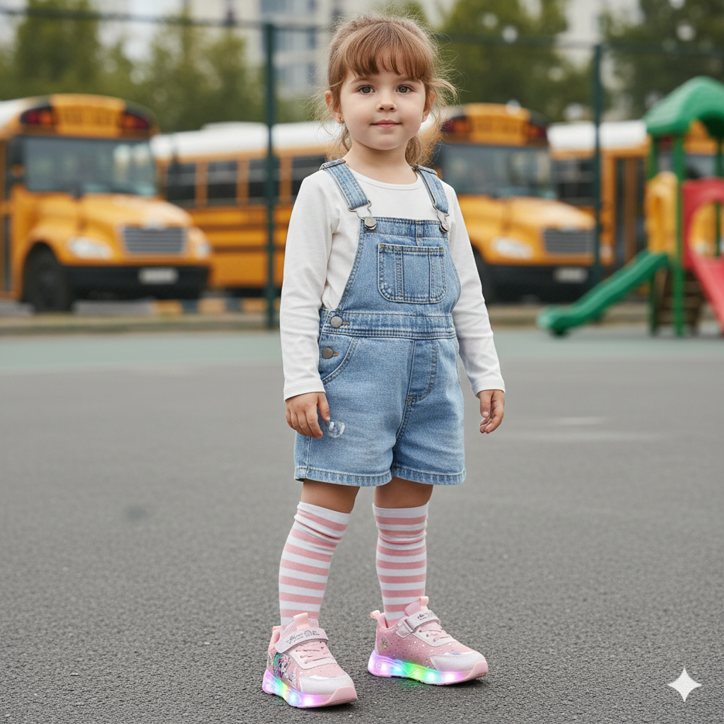 Girls Glitter Velcro Sneakers - Fast On, Strap+Laces Secure