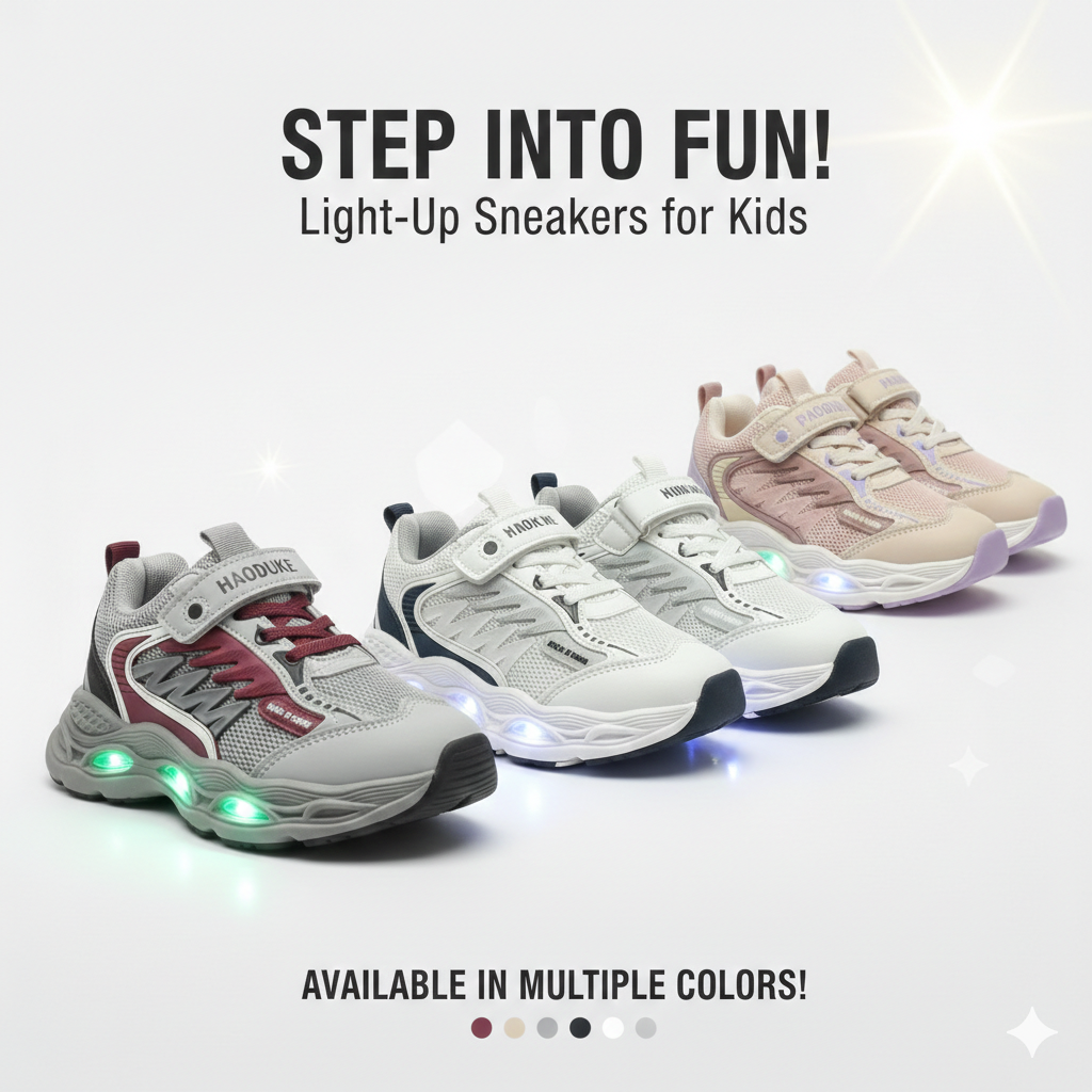 Kids LED Light-Up Sport Sneakers – Breathable & Comfortable Running Shoes