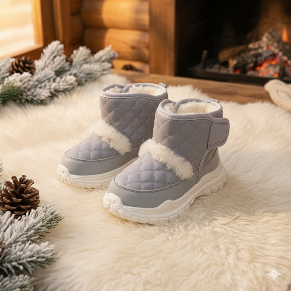 Bottes de neige d'hiver pour tout-petits – Bottines chaudes doublées de fausse fourrure avec tige matelassée, chaussures d'extérieur résistantes à l'eau avec semelle souple antidérapante pour filles et garçons