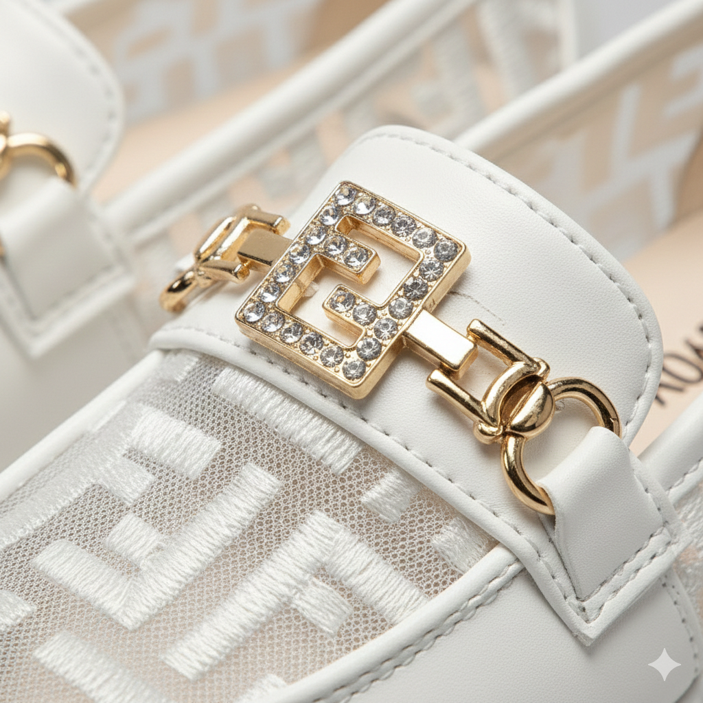 Mocassins tendance pour filles avec semelle épaisse et détails dorés