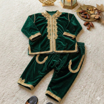 Jabador élégant en velours pour garçon – Parfait pour l'Aïd et les occasions spéciales
