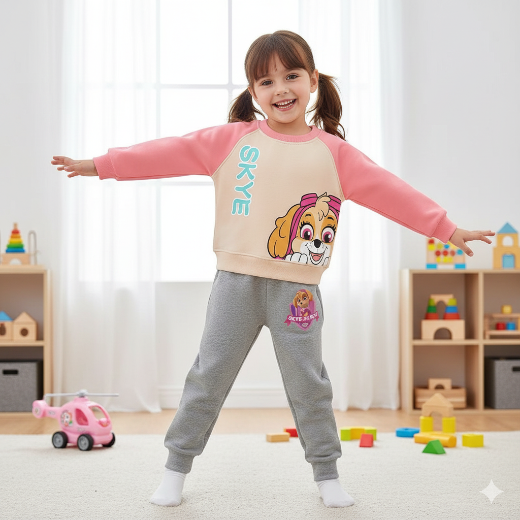 Ensemble de vêtements chauds pour enfants PAW Patrol automne hiver en cachemire pour garçons, sweat à capuche épissé et pantalon long 2 pièces