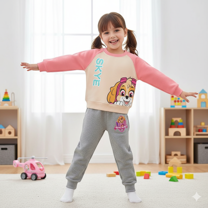 Ensemble de vêtements chauds pour enfants PAW Patrol automne hiver en cachemire pour garçons, sweat à capuche épissé et pantalon long 2 pièces