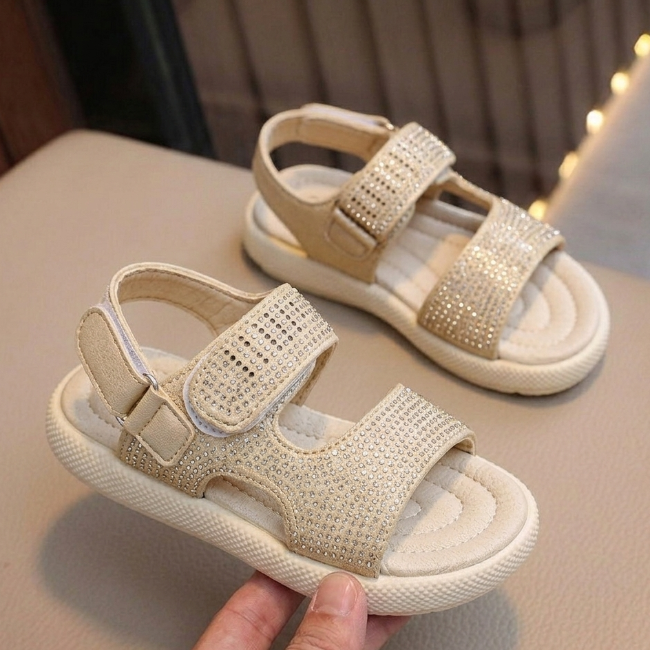 Sandales Confort Scintillantes pour Fille avec Brides Réglables