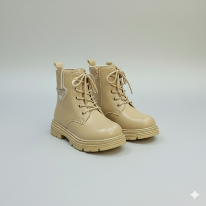 Girls’ Stylish Lace-Up Ankle Boots with Non-Slip Sole