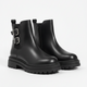 Girls’ Black Buckle Ankle Boots with Chunky Sole