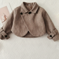 Girls' Autumn/Winter Casual Tweed Lapel Coat and Retro Pleated Skirt Two-Piece Set