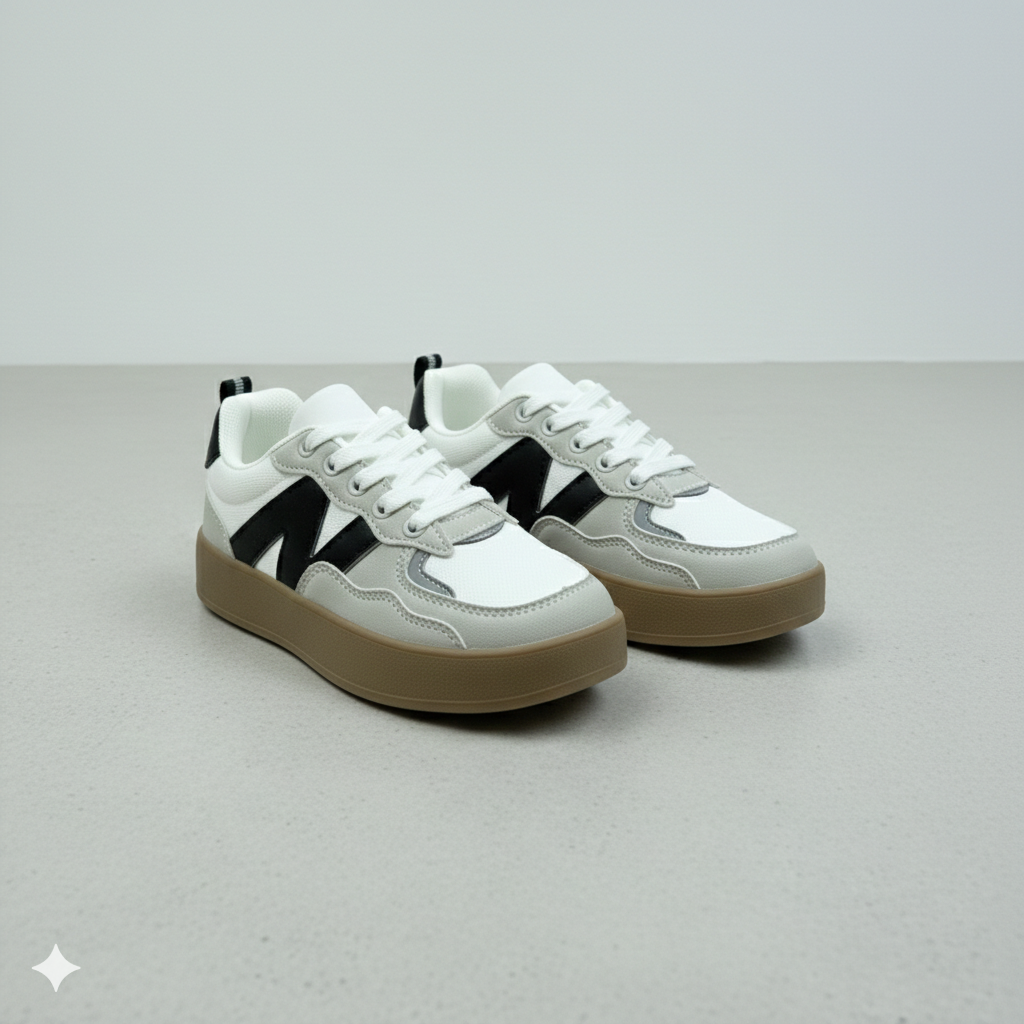 Kids Classic Low-Top Sneakers – Lace-Up & Velcro Strap | Durable Everyday Shoes