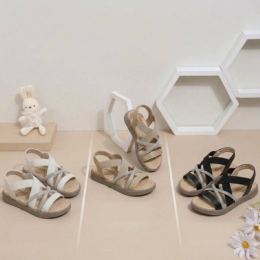 Sandales élégantes pour fille avec brides scintillantes – Chaussures d'été confortables et tendance