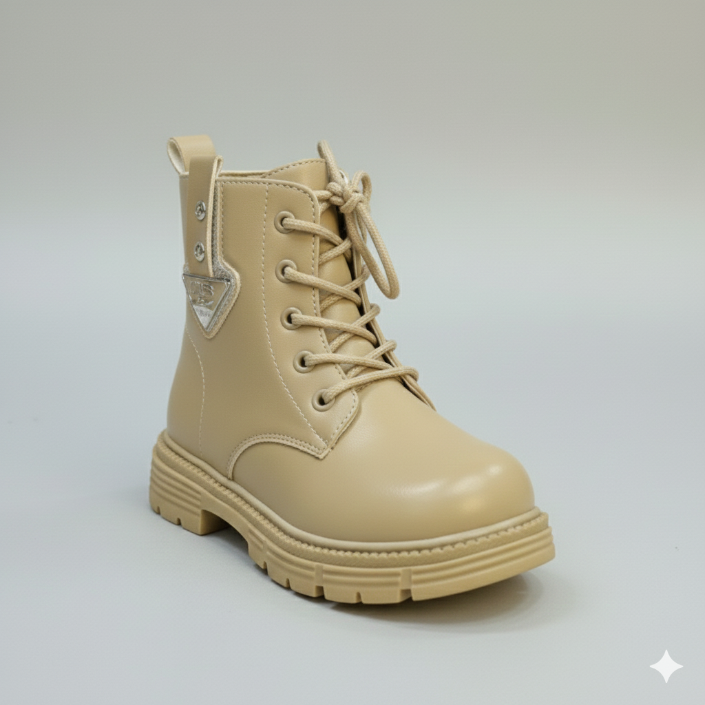 Girls’ Stylish Lace-Up Ankle Boots with Non-Slip Sole