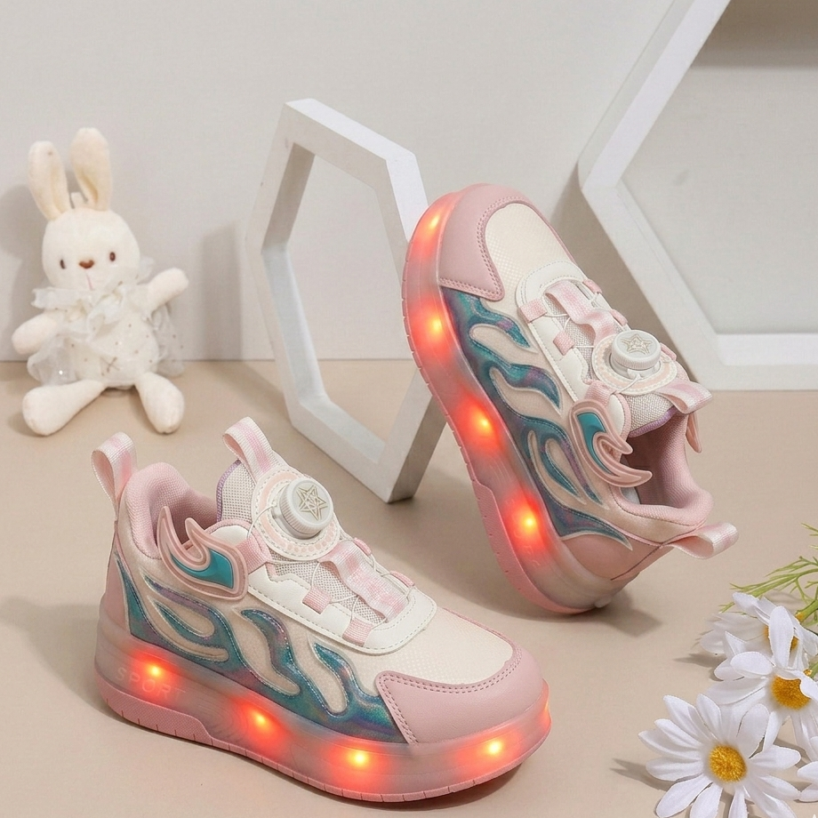 Baskets à roulettes unisexe à LED – Chaussures lumineuses avec système d'ajustement rapide