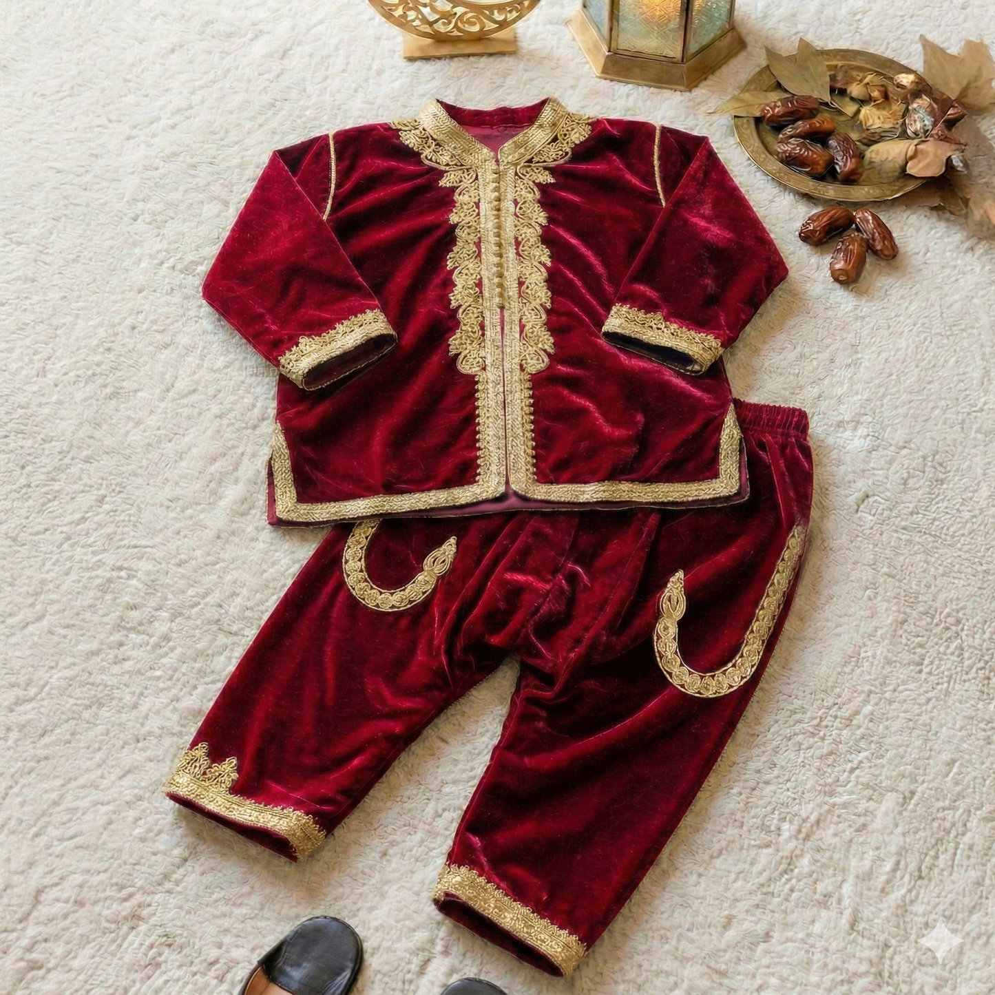 Jabador élégant en velours pour garçon – Parfait pour l'Aïd et les occasions spéciales