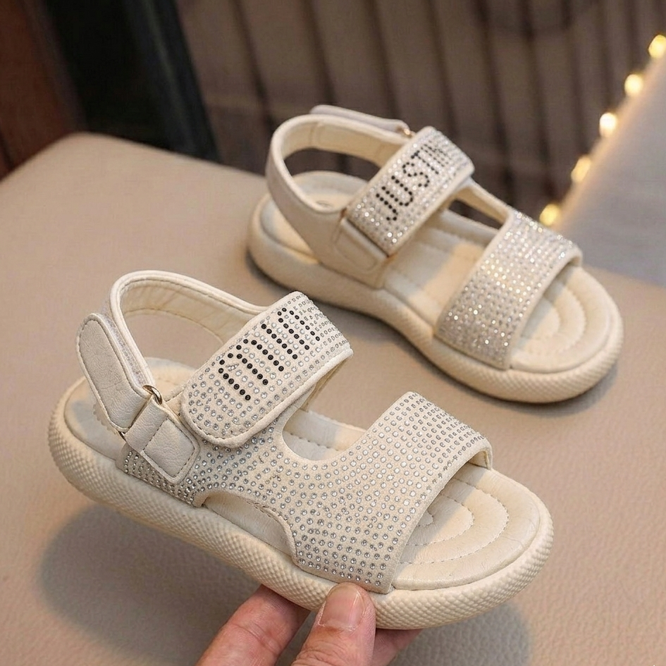 Sandales Confort Scintillantes pour Fille avec Brides Réglables