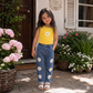 Ensemble Sunny Daisy pour filles – Haut sans manches et pantalon en jean fleuri