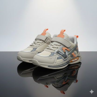 Boys Sport Sneakers: Quick On, Strap+Laces Stay Put