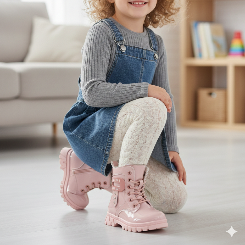 « Bottes vernies brillantes et élégantes pour filles, bottes d'hiver chaudes et confortables pour enfants »
