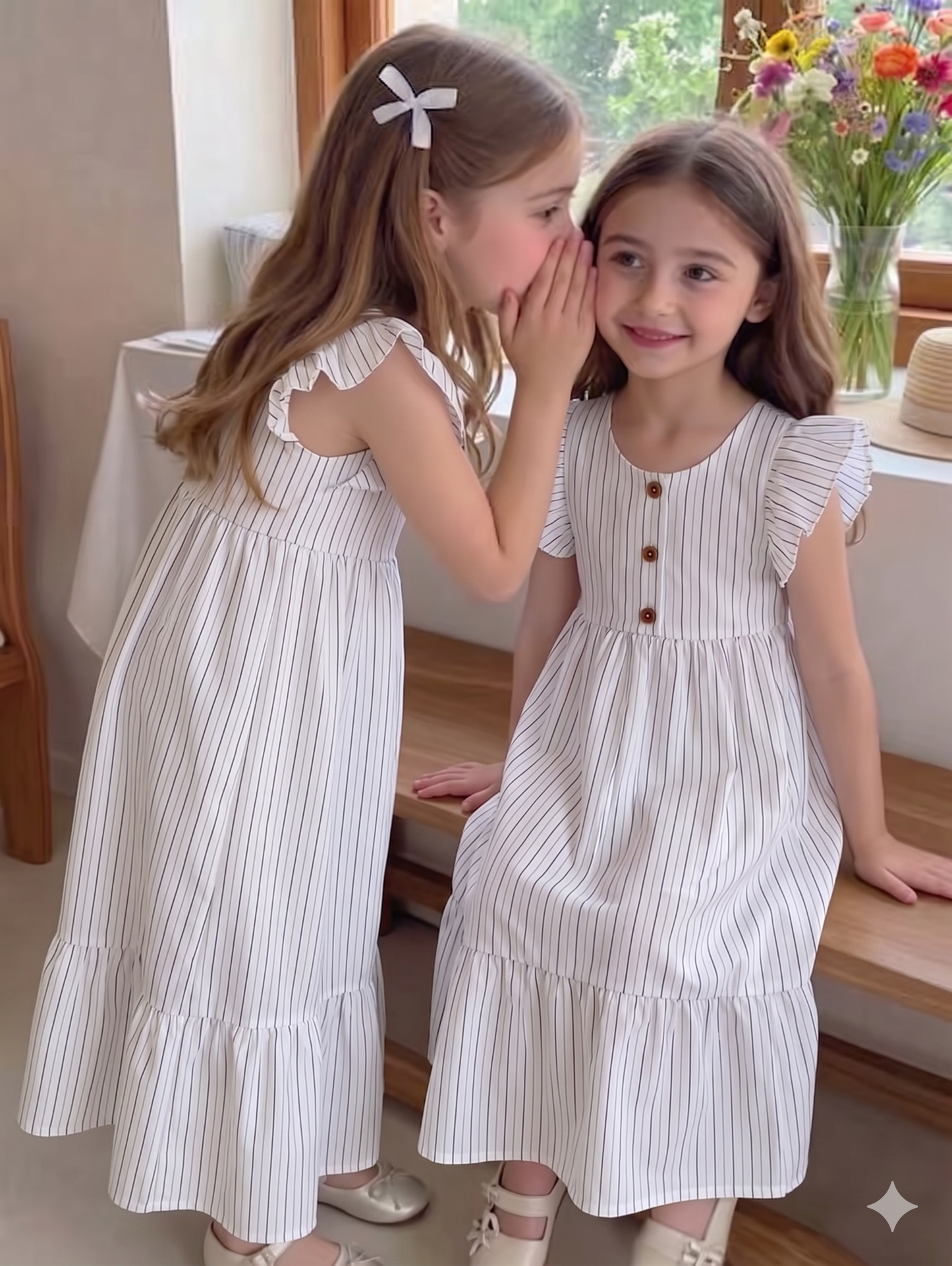 Ensemble de tenue d'été 2026 pour enfants, chemise rayée en coton, short et robe, vêtements doux et respirants pour garçons et filles