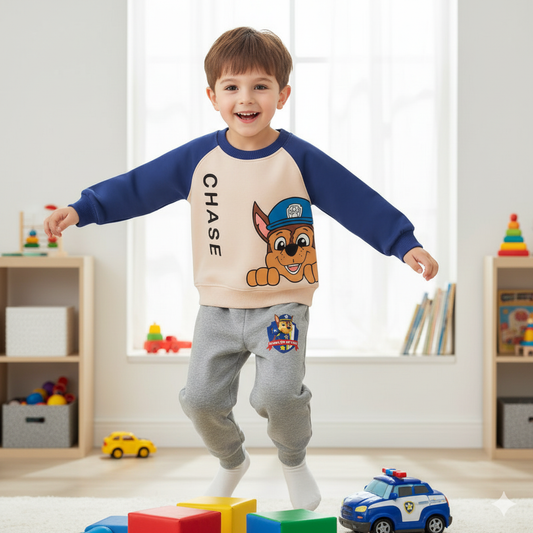 Ensemble de vêtements chauds pour enfants PAW Patrol automne hiver en cachemire pour garçons, sweat à capuche épissé et pantalon long 2 pièces