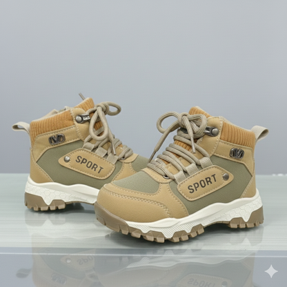 Bottines de sport pour enfants, chaussures d'hiver d'extérieur pour garçons et filles, baskets montantes antidérapantes, chaudes et confortables à lacets