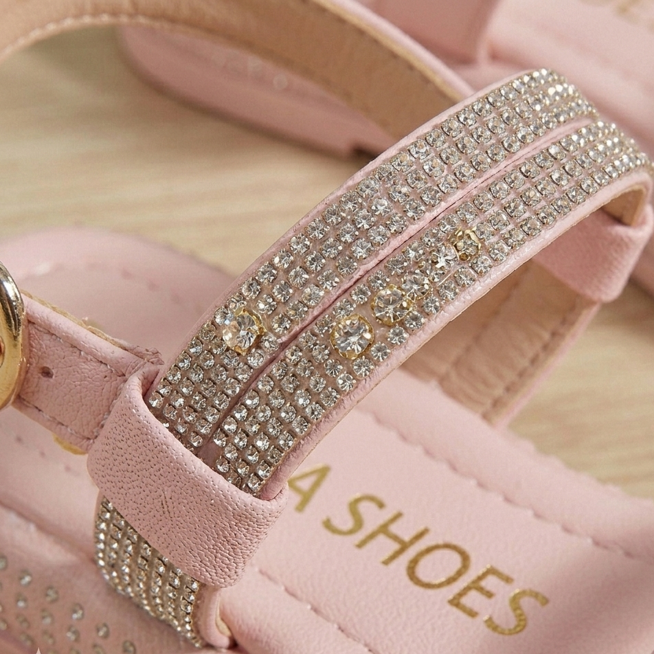 Sandales à brides pailletées pour filles – Chaussures plates décontractées et confortables pour l'été
