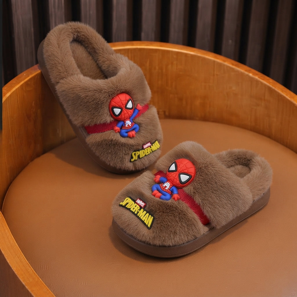 Spider-Man Slippers: Warm Plush, Closed-Toe Protection