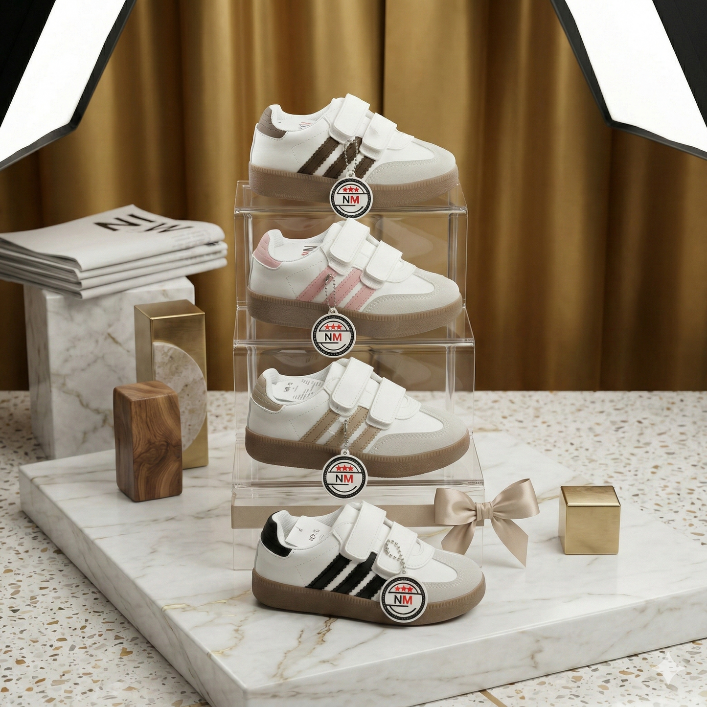 Baskets décontractées unisexes pour enfants avec brides Velcro – Chaussures antidérapantes pour tous les jours