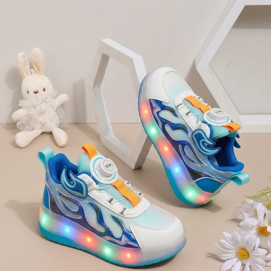 Baskets à roulettes unisexe à LED – Chaussures lumineuses avec système d'ajustement rapide