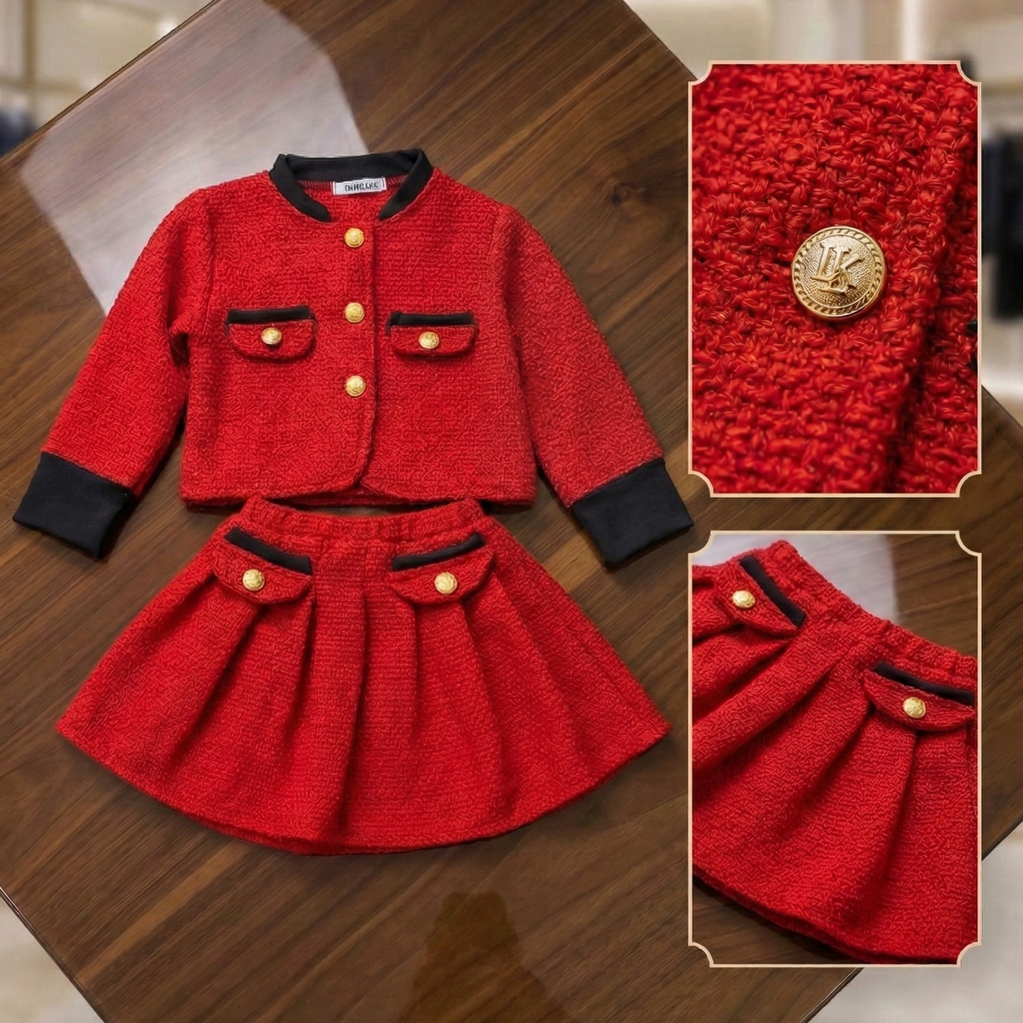 Ensemble veste et jupe élégantes  pour filles – Tenue de soirée classique