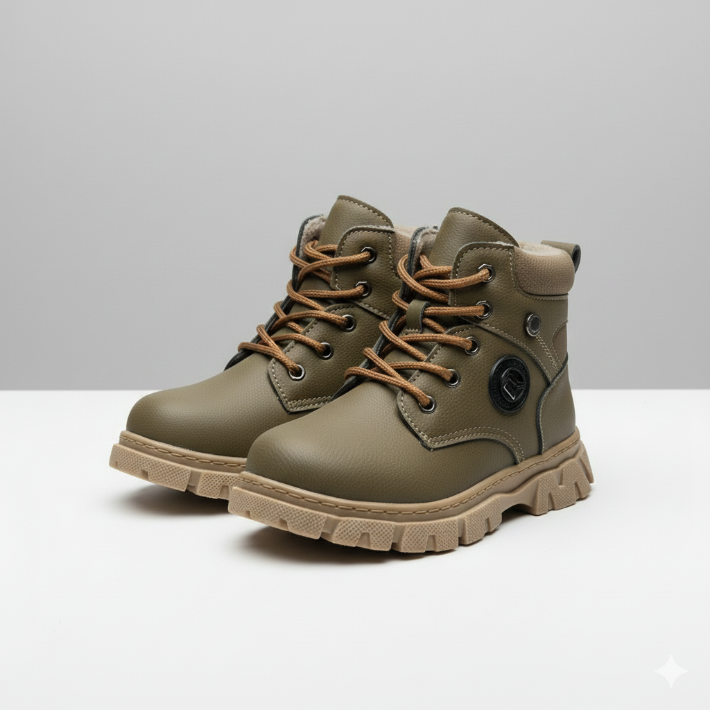 boys Plush-Lined Ankle Boots—Warm Toes, Chunky Lug Grip