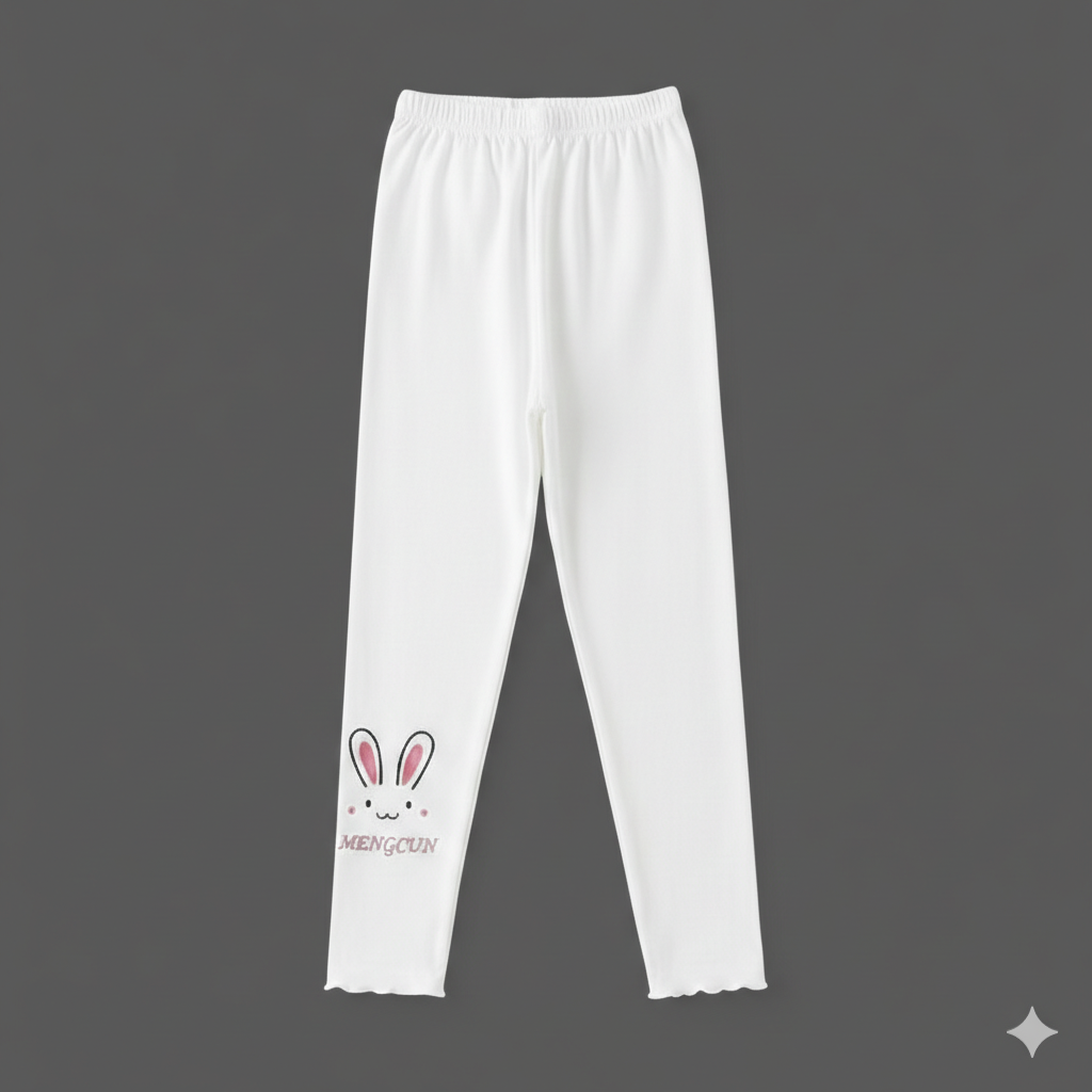 Leggings pour filles à imprimé lapin mignon – Pantalon en coton doux et extensible
