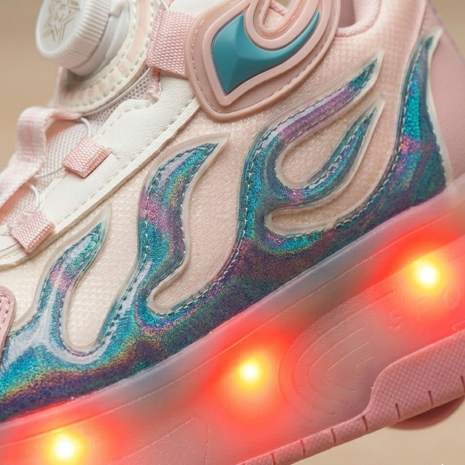 Baskets à roulettes unisexe à LED – Chaussures lumineuses avec système d'ajustement rapide