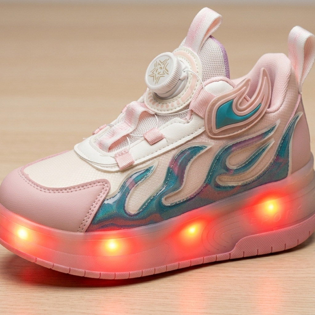 Baskets à roulettes unisexe à LED – Chaussures lumineuses avec système d'ajustement rapide