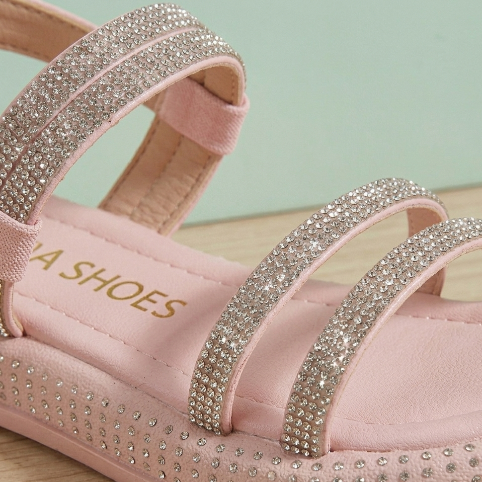 Sandales à brides pailletées pour filles – Chaussures plates décontractées et confortables pour l'été