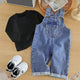 T-shirt de couleur unie et combinaison en jean retroussé pour bébé garçon – Tenue de printemps tendance