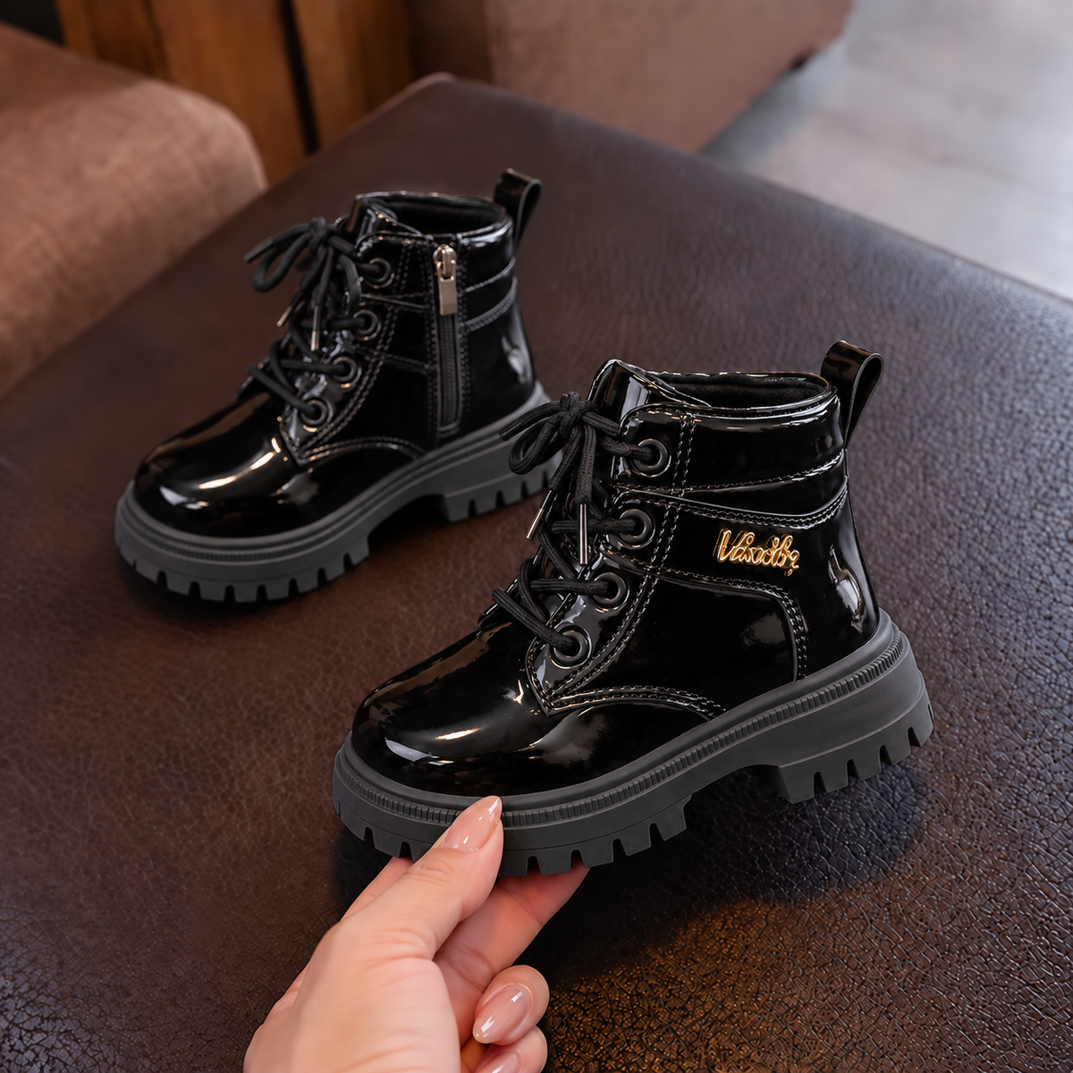 Bottines à lacets élégantes pour filles – Bottines montantes chaudes, confortables et tendance avec semelle épaisse antidérapante