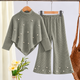 Elegant Girls’ Ribbed Knit Two-Piece Set with Pearl Details – Warm, Soft &amp; Stylish Winter Outfit