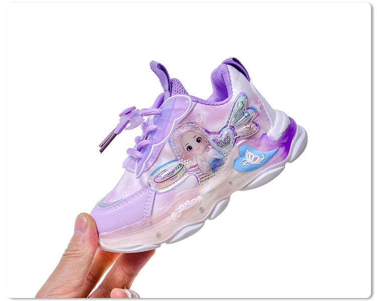 Chaussures de sport princesse avec papillon à LED brillantes pour filles – Collection printemps 2025