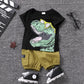 2pcs Baby Boy Dinosaur Print Glasses Tee & Cargo Shorts Summer Set,