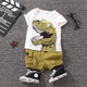 2pcs Baby Boy Dinosaur Print Glasses Tee & Cargo Shorts Summer Set,