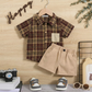 Ensemble d'été 2 pièces pour garçons – Chemise à carreaux et short beige