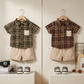 Ensemble d'été 2 pièces pour garçons – Chemise à carreaux et short beige